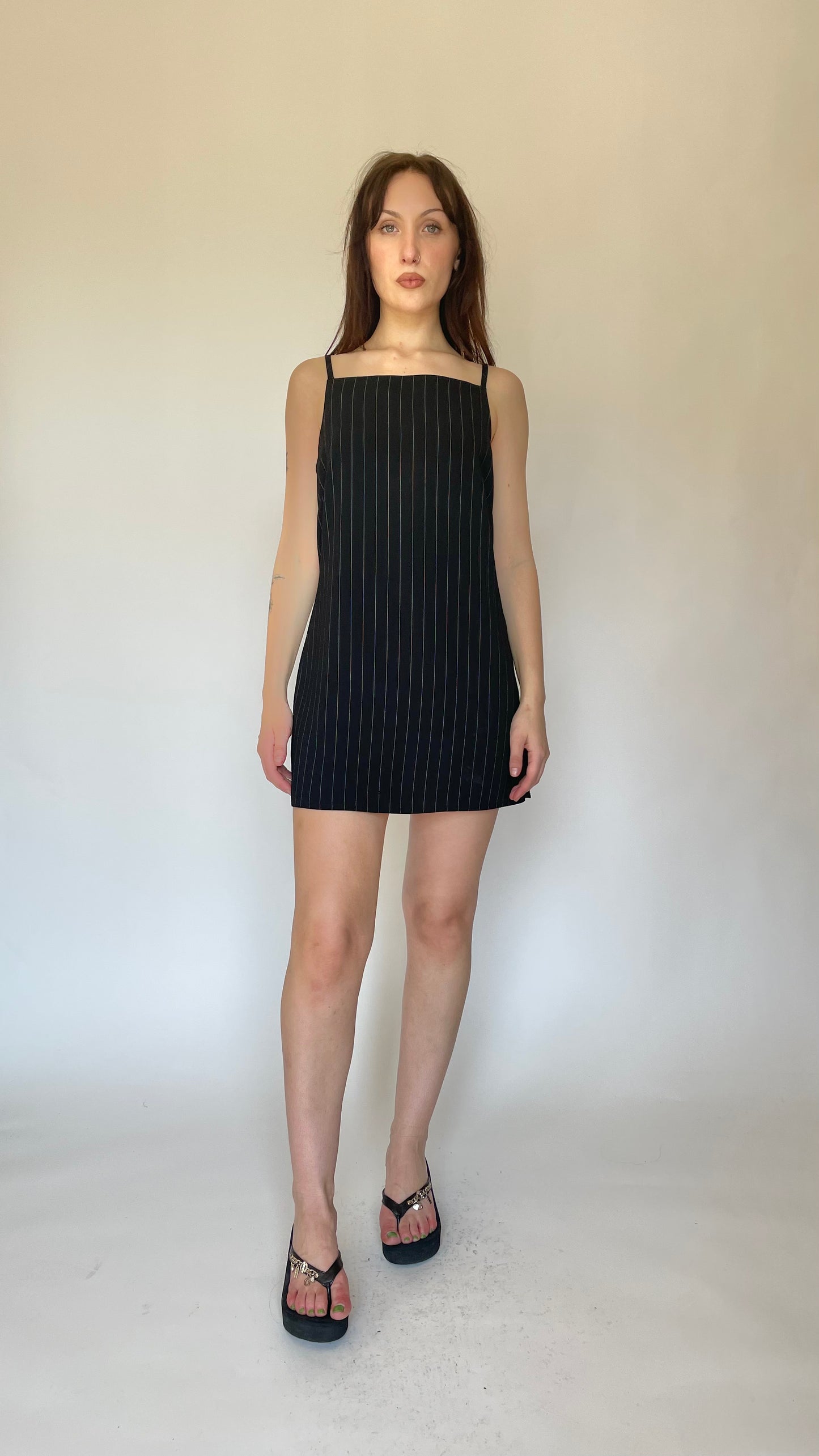 90s pinstripe mini dress (size S/M)