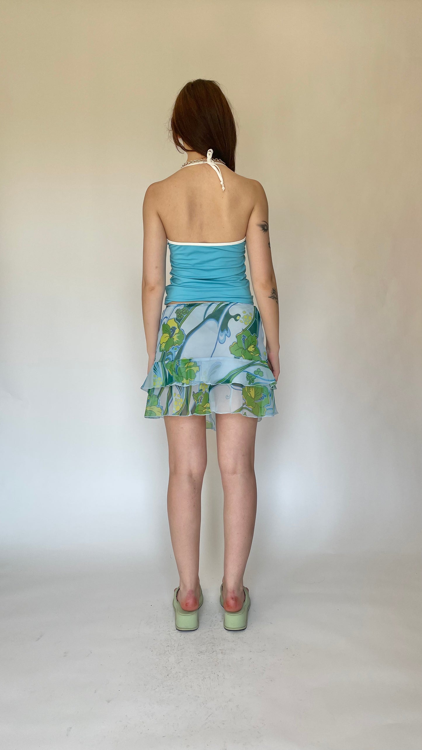 United Colors of Benetton blue floral skirt (size 26-28)