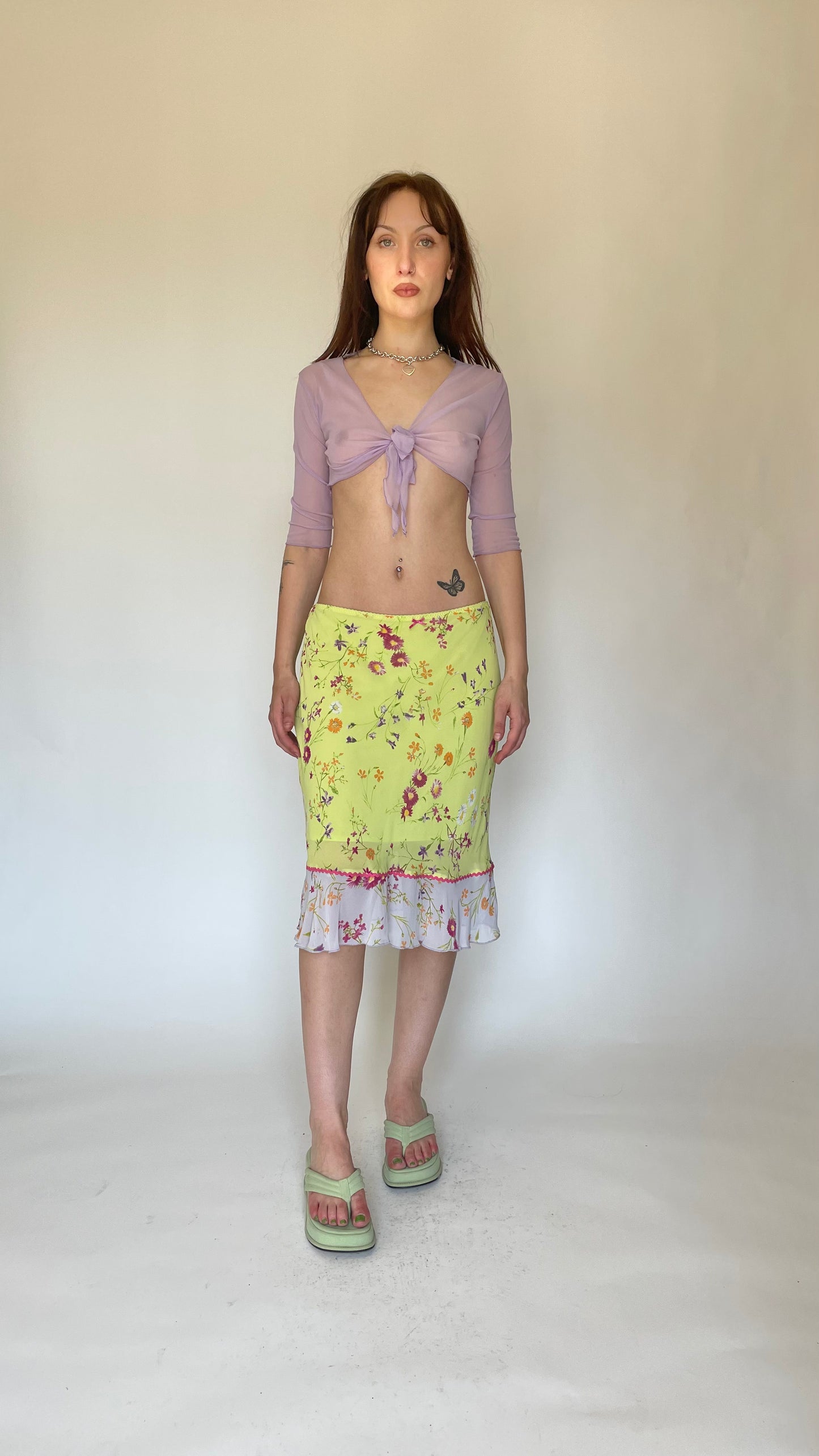 United Colors of Benetton yellow floral skirt (size 31-32)